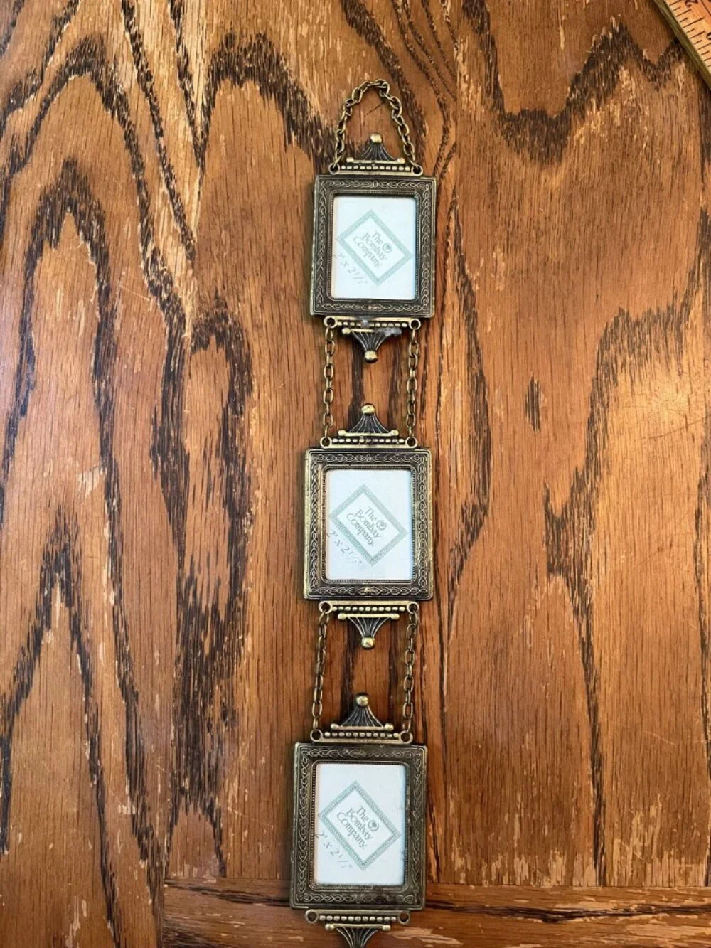 Vintage Mini Picture Frames Linked Gold Metal